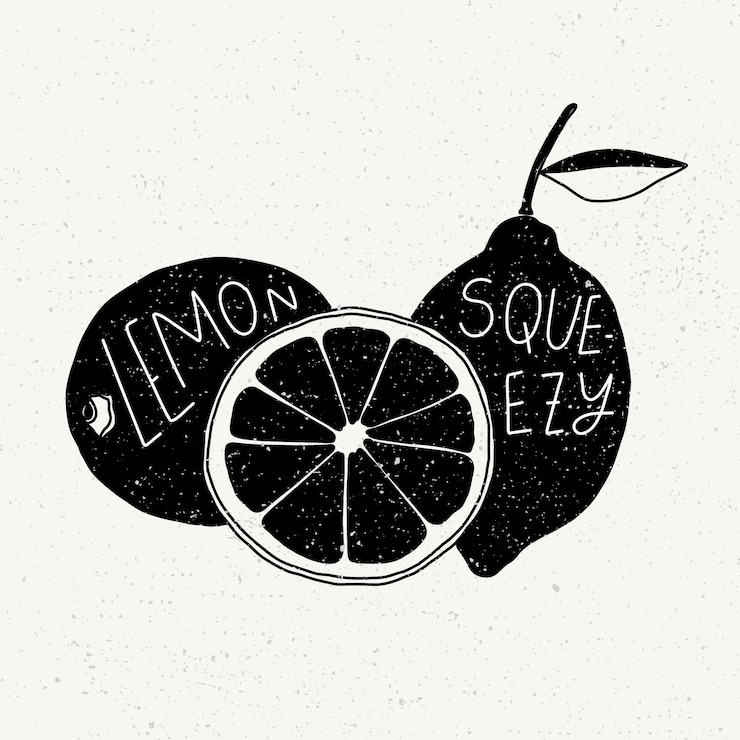 Vector Gratis siluet lemon digambar tangan