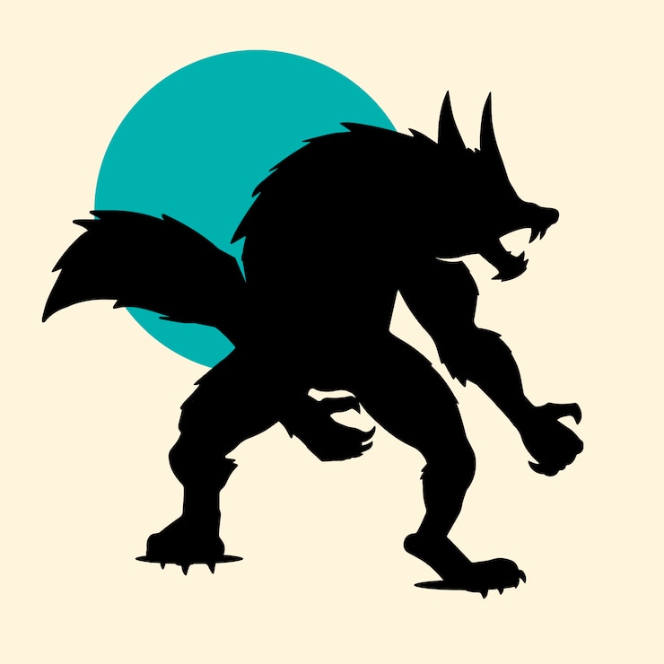 Vector Gratis siluet manusia serigala digambar tangan