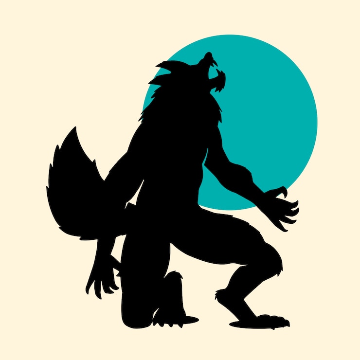Vector Gratis siluet manusia serigala digambar tangan