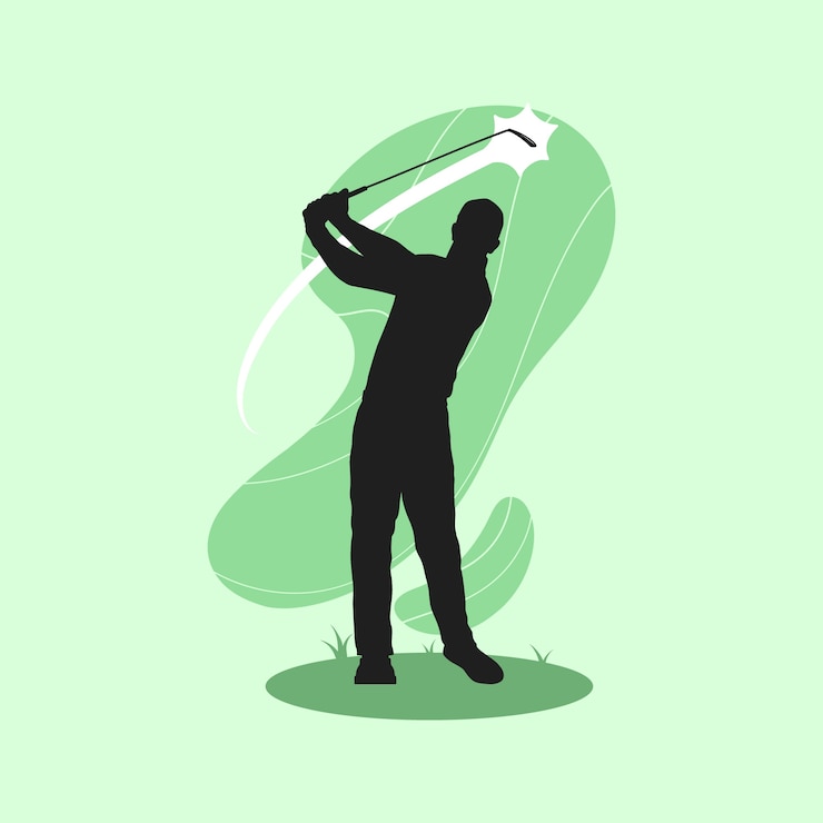 Vector Gratis siluet pemain golf desain datar
