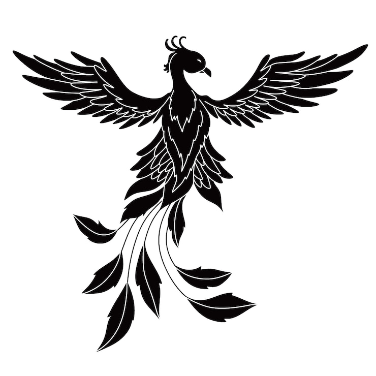 Vector Gratis siluet phoenix digambar tangan