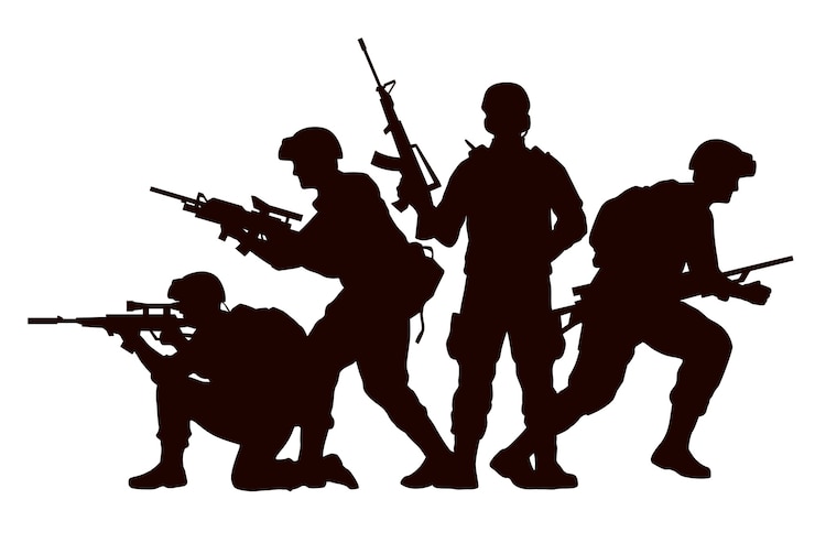 Vector Gratis siluet tentara desain datar