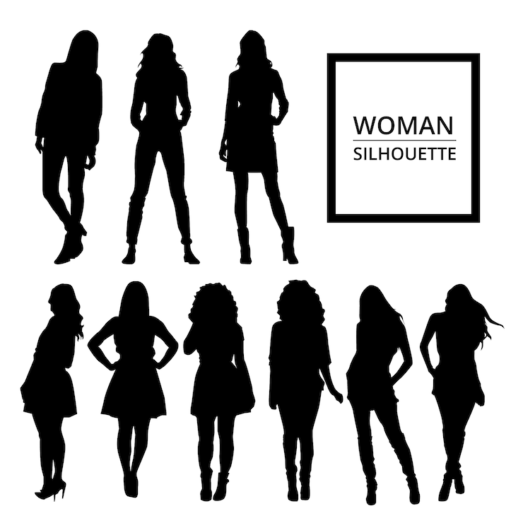 Vector Gratis siluet wanita dengan pakaian kasual