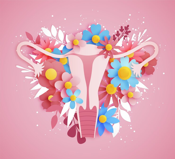 Vector Gratis sistem reproduksi wanita dengan bunga