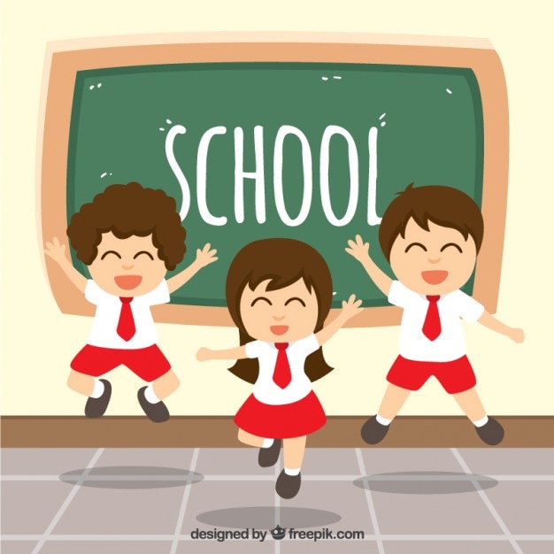 Vector Gratis siswa senang melompat di kelas
