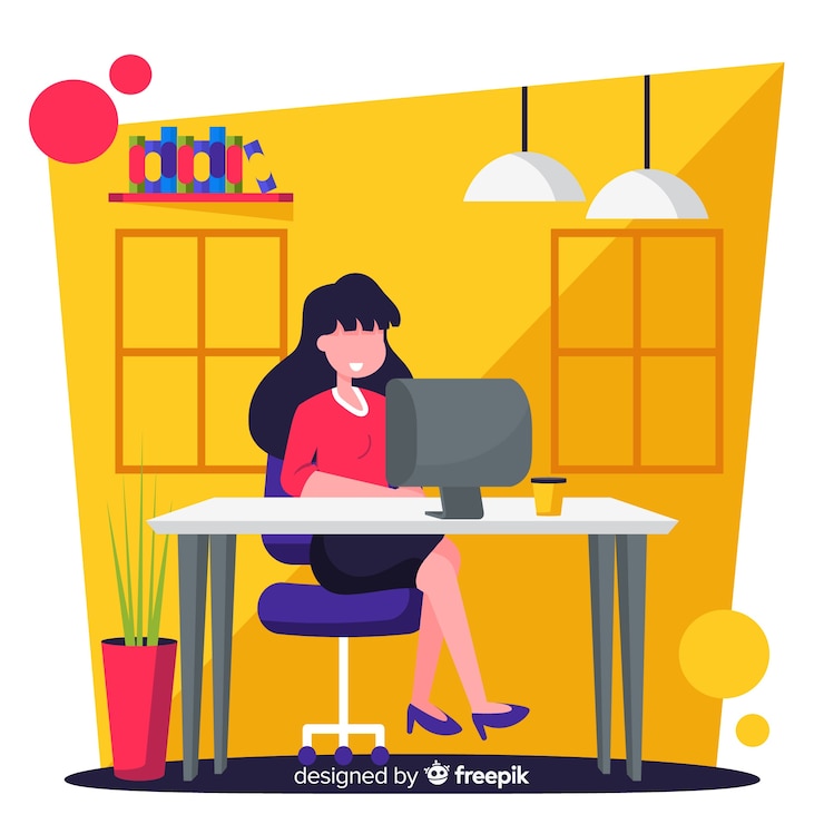 Vector Gratis situation people at office flat background