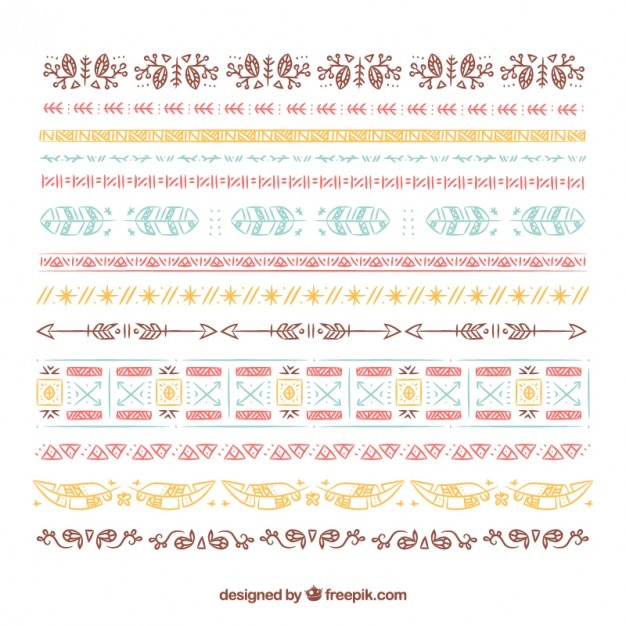 Vector Gratis sketches colored boho border collection
