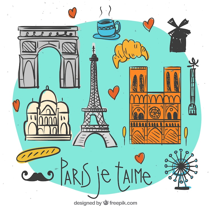 Vector Gratis sketches paris je t'aime
