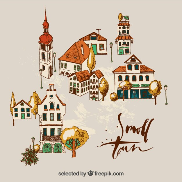 Vector Gratis sketchy small town