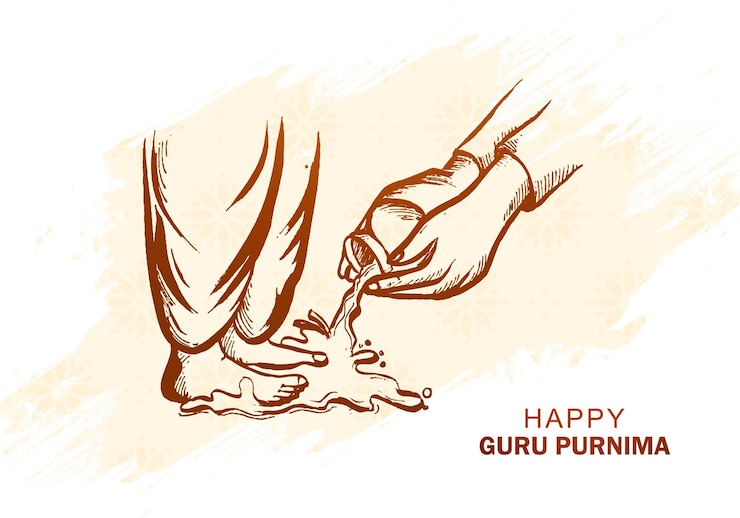 Vector Gratis sketsa gambar tangan tentang latar belakang kartu guru purnima perayaan penghormatan