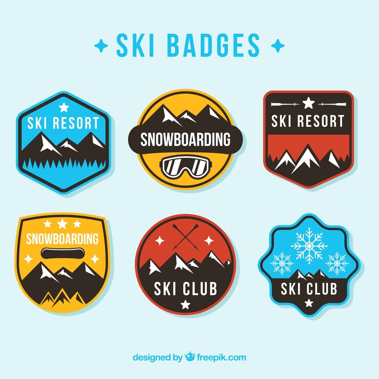 Vector Gratis ski badge collection