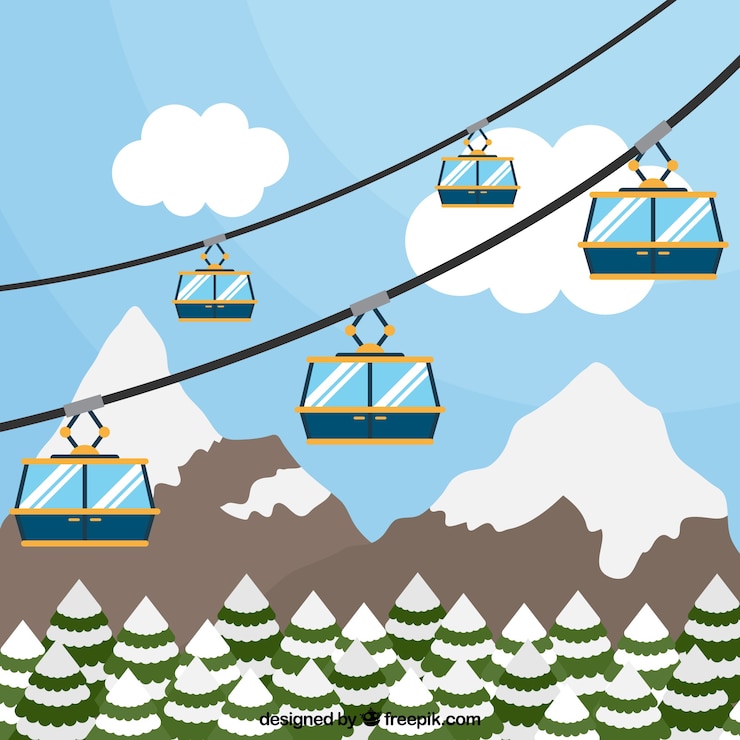 Vector Gratis ski resort design with lift