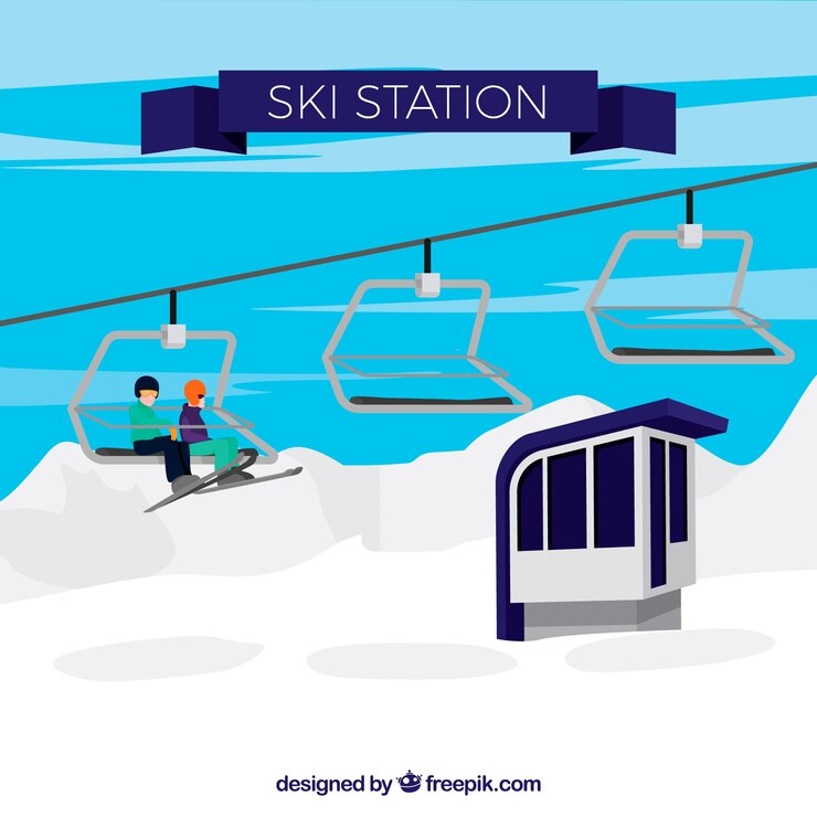 Vector Gratis ski station design in flat style