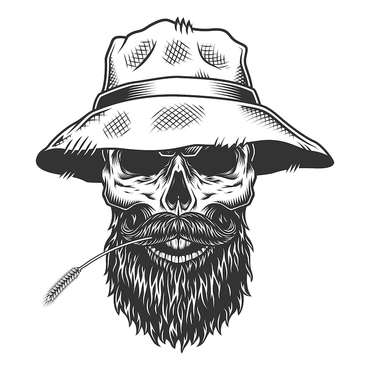 Vector Gratis skull in the panama hat