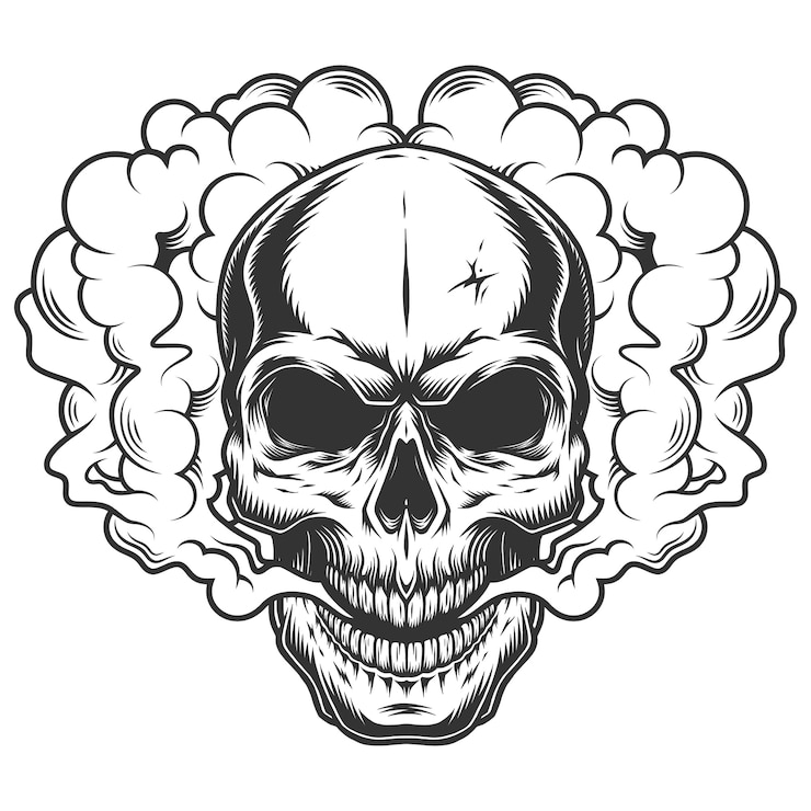 Vector Gratis skull in the smoke