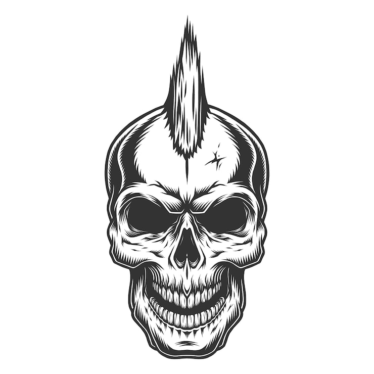 Vector Gratis skull in vintage stule