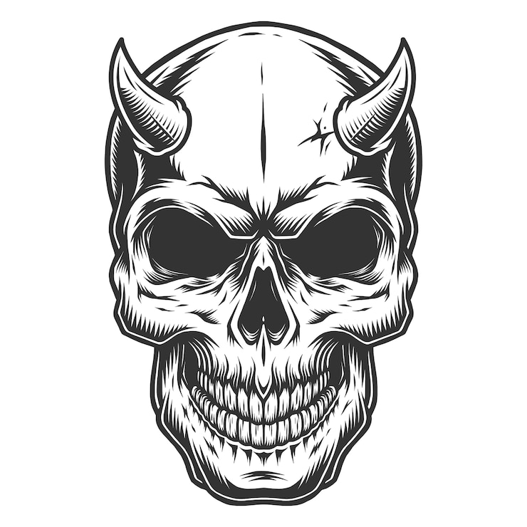 Vector Gratis skull in vintage stule