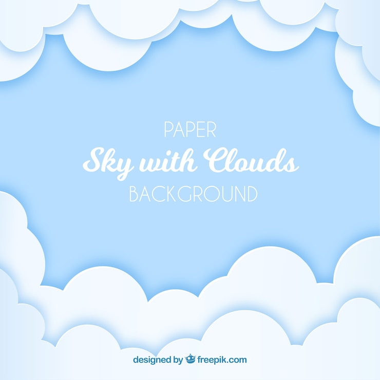 Vector Gratis sky with clouds background in paper texture