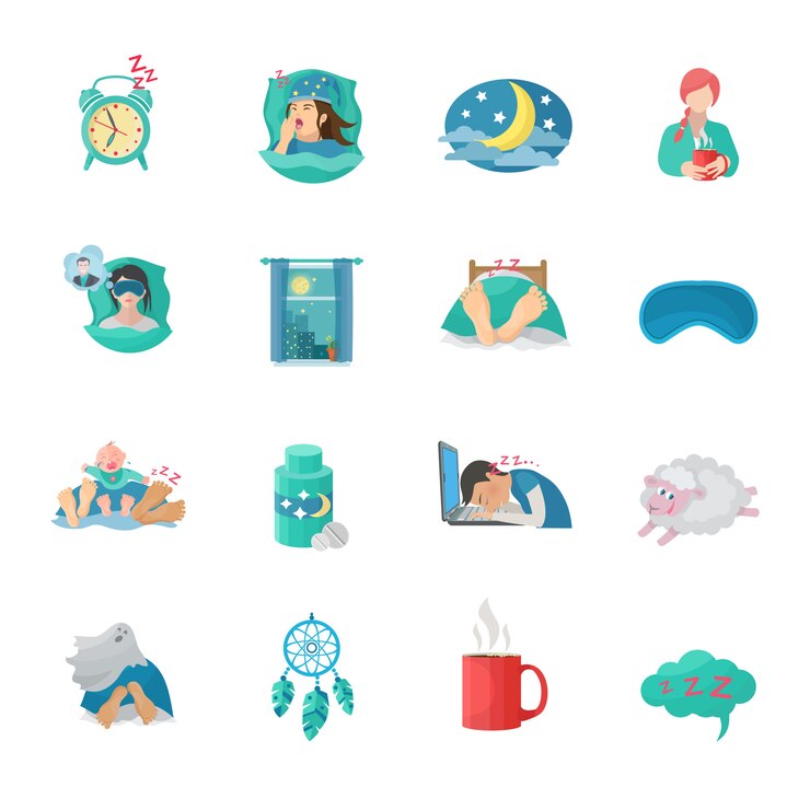 Vector Gratis sleep time flat icons set 