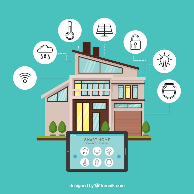 Vector Gratis smart home background with device