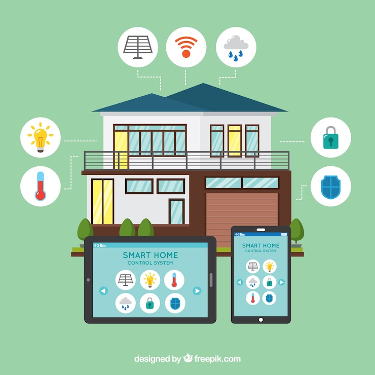Vector Gratis smart home background with device