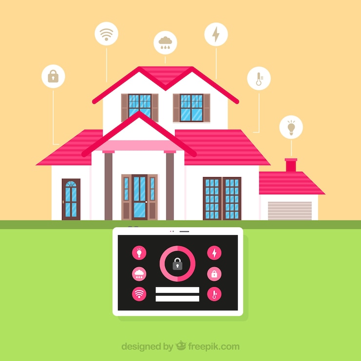 Vector Gratis smart home background with smartphone control