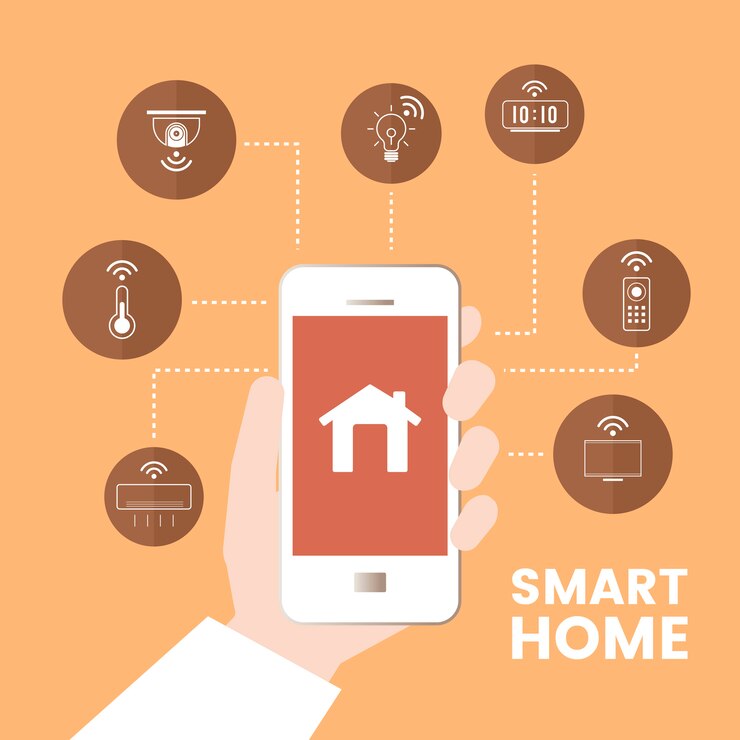 Vector Gratis smart home controlled by phone infographic vector