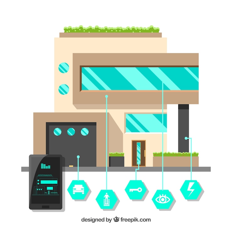 Vector Gratis smart home with functions in flat style