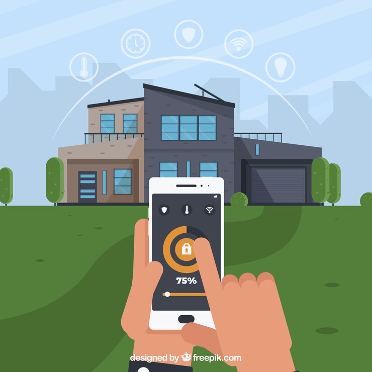 Vector Gratis smart home with smartphone control