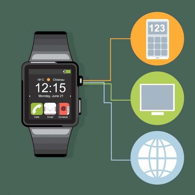 Vector Gratis smart watch on green background