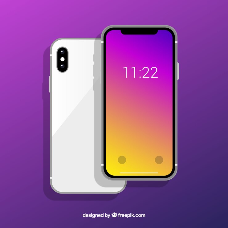 Vector Gratis smartphone dengan wallpaper gradien