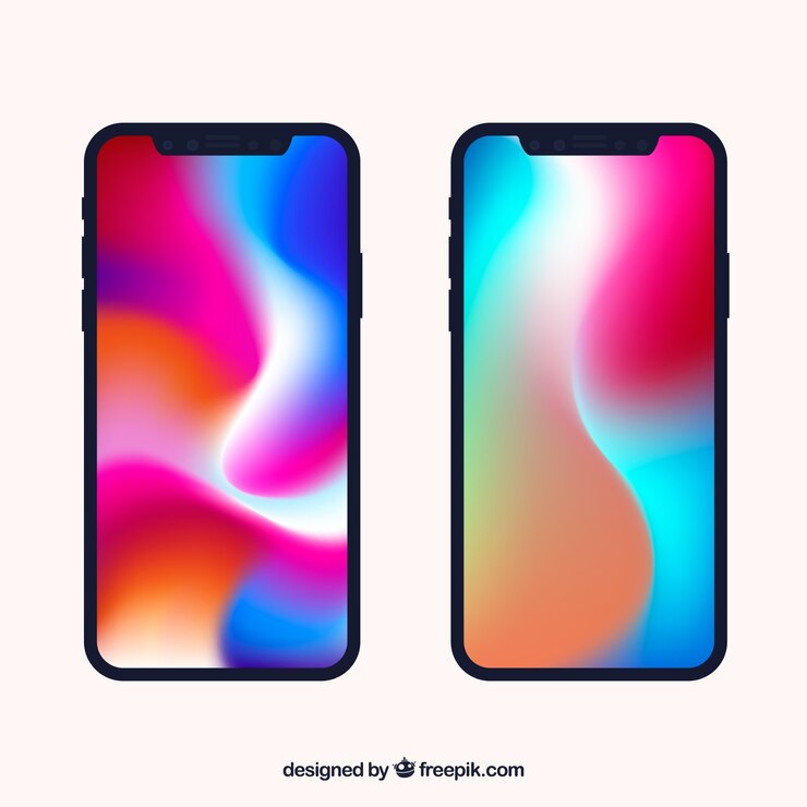 Vector Gratis smartphone dengan wallpaper gradien
