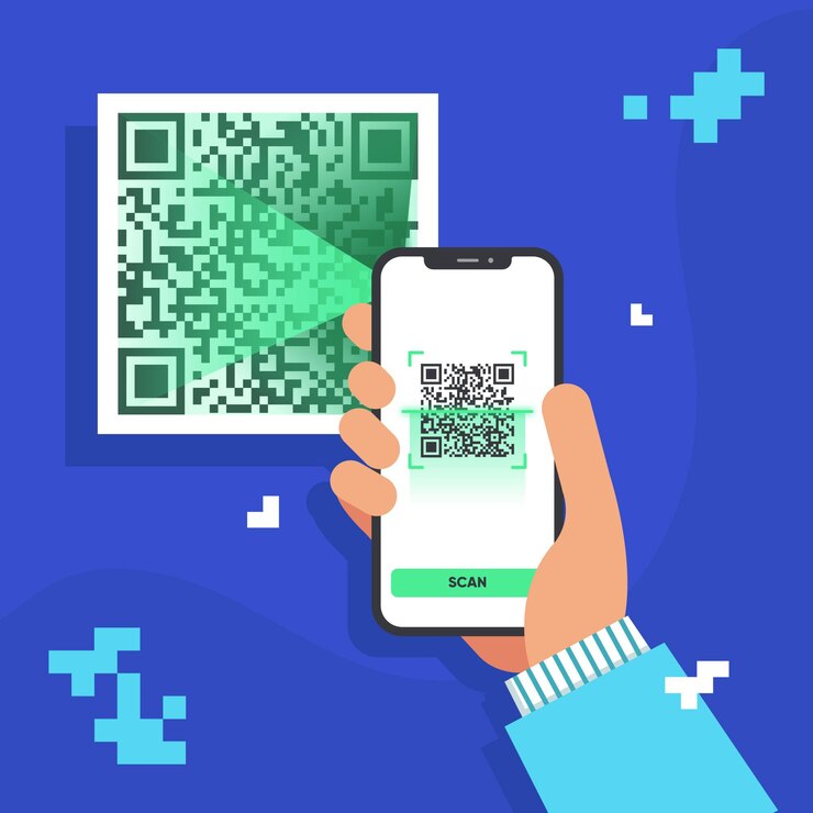 Vector Gratis smartphone memindai kode qr
