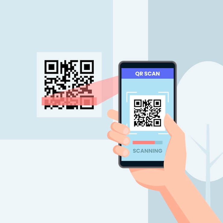 Vector Gratis smartphone memindai kode qr