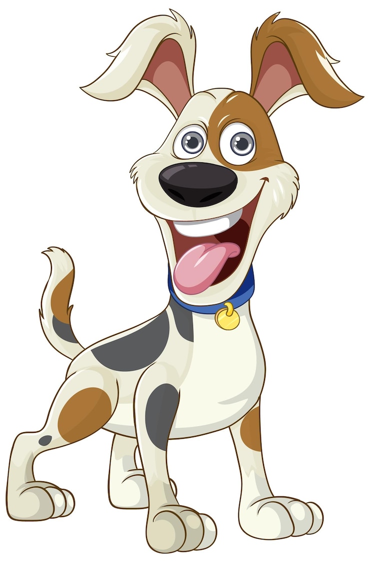 Vector Gratis smiling cartoon dog with wagging tail