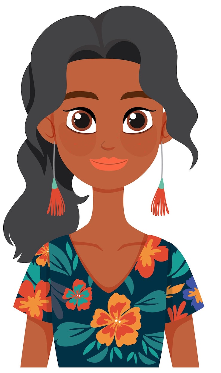 Vector Gratis smiling woman in floral dress