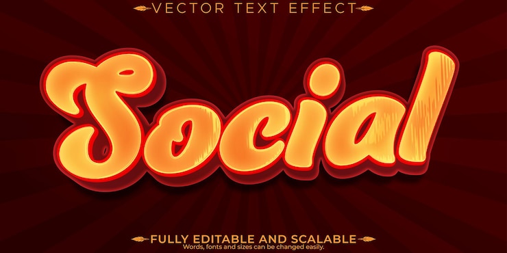 Vector Gratis social editable text effect editable media and internet text style