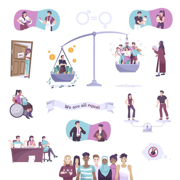 Vector Gratis social justice set flat isolated icon set