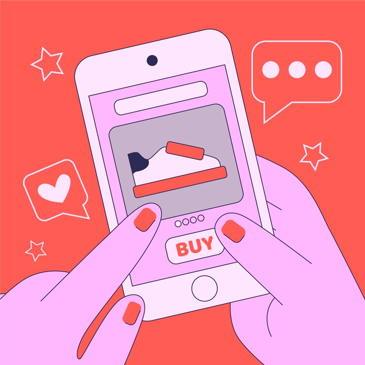 Vector Gratis social media concept with online shopping