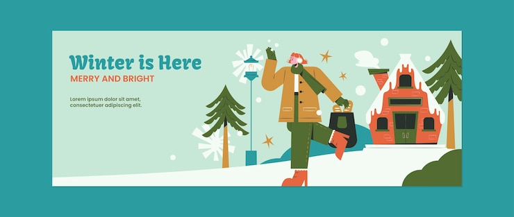 Vector Gratis social media cover template for winter season celebration