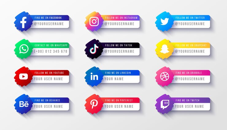 Vector Gratis social media logos lower third banner template