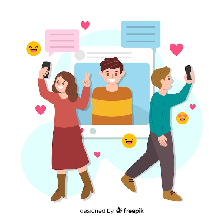 Vector Gratis social media with self photo concept
