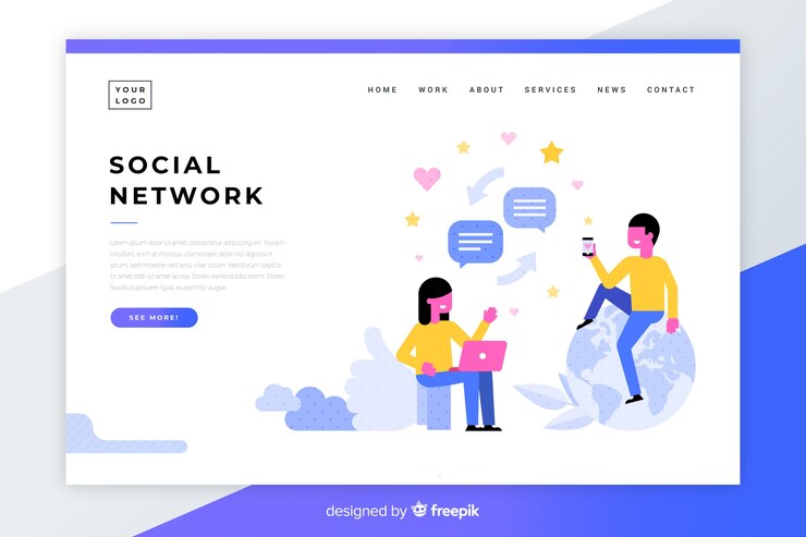 Vector Gratis social network colorful landing page