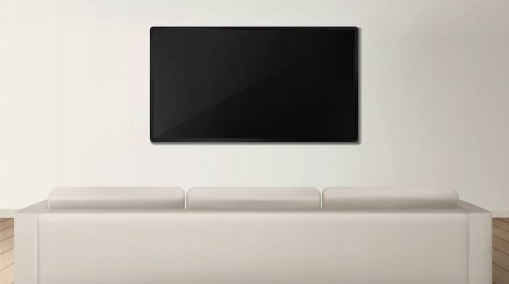 Vector Gratis sofa and tv back view in living room interior