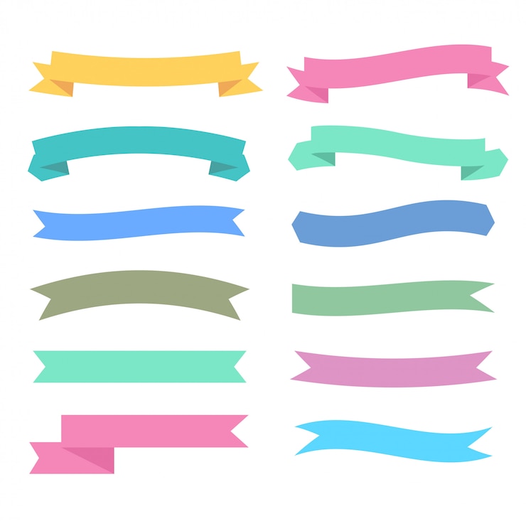 Vector Gratis soft colors ribbons set in different styles