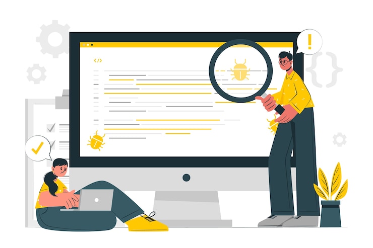 Vector Gratis software code testing concept illustration