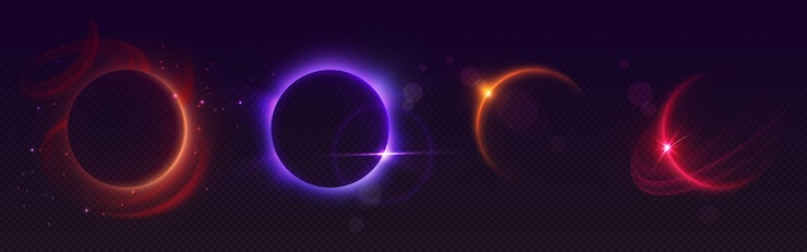 Vector Gratis solar eclipse light ring moon flare glow in space