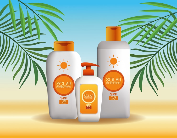 Vector Gratis solar protection bottles products for summer