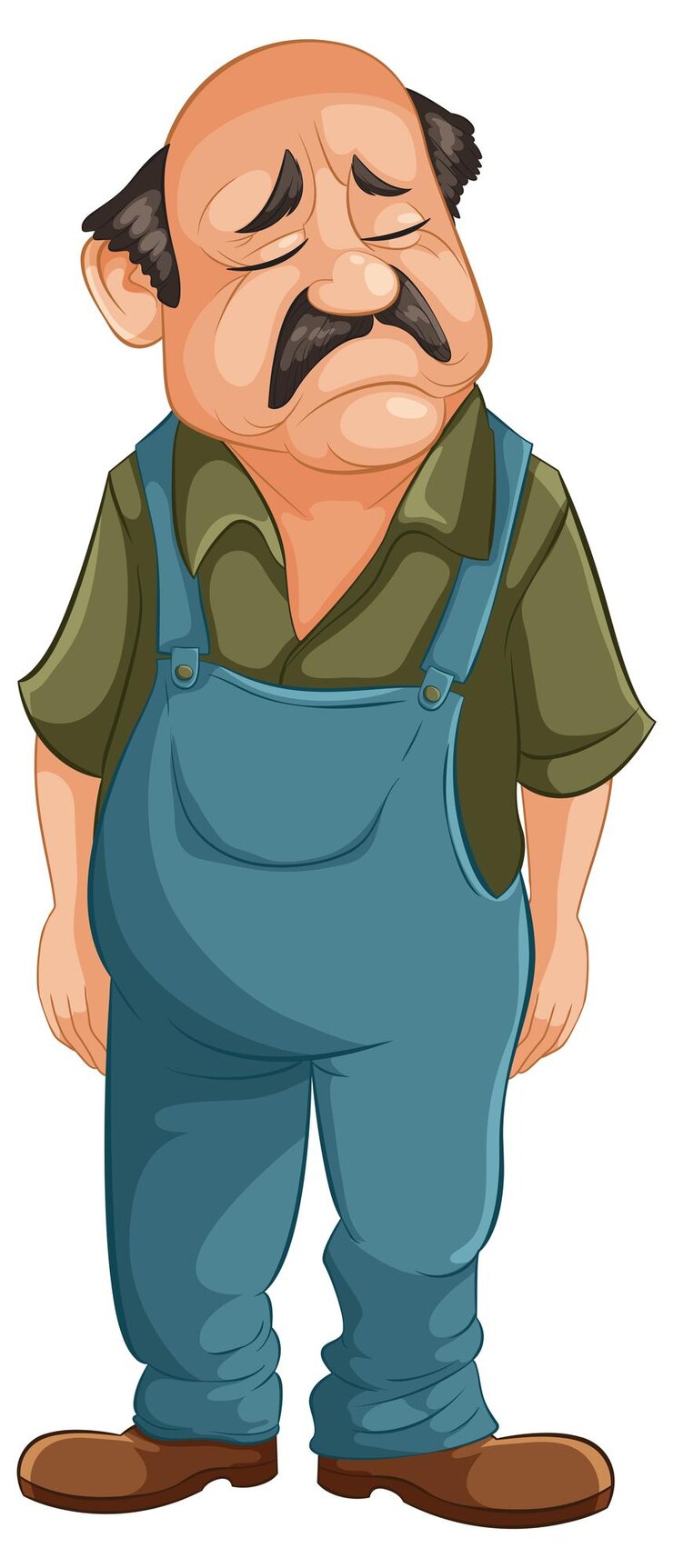 Vector Gratis sorrowful man in blue overalls