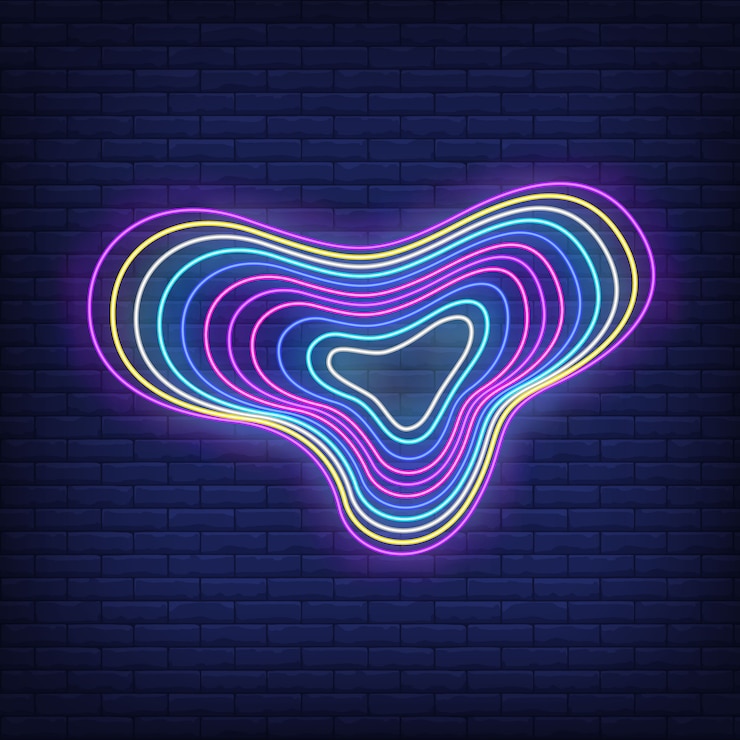 Vector Gratis sosok mengalir многоцветный dalam gaya neon